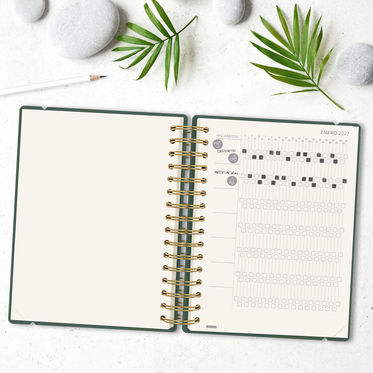 Agenda Finocam Haiku D&iacute;a P&aacute;gina 2027 Castellano Verde