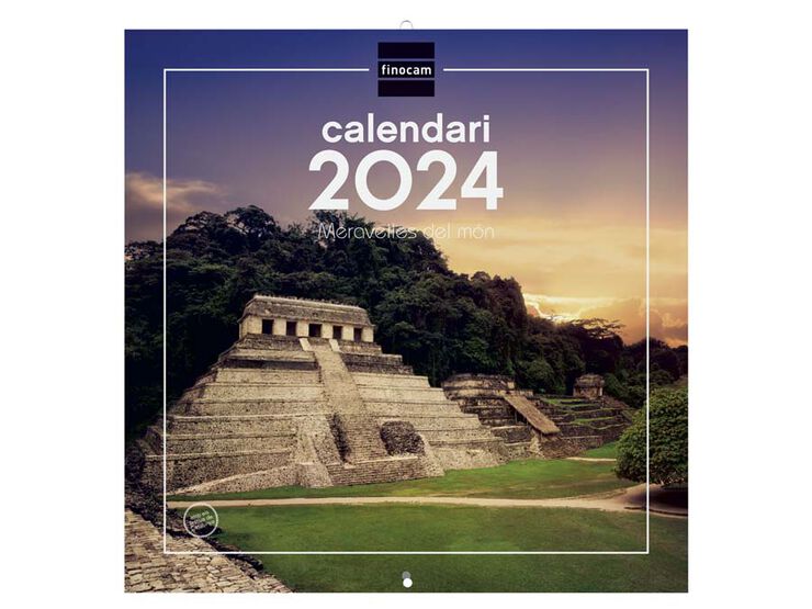 Calendario pared Finocam 30X30 2024 Maravilla Mundo cat