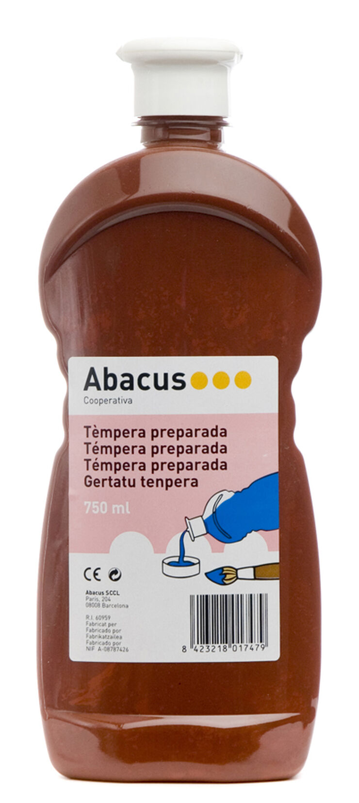 Témpera preparada Abacus 750ml marrón