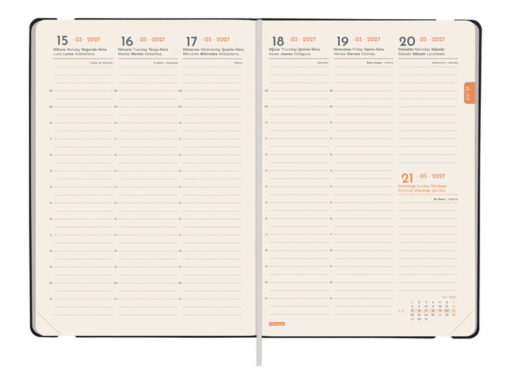 Agenda Finocam Flex Llisa Semana Vista Vertical 2027 Catal&aacute;n Negro