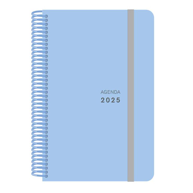 Agenda espiral Senfort A5 setm/vista català 2025 Pastel blau