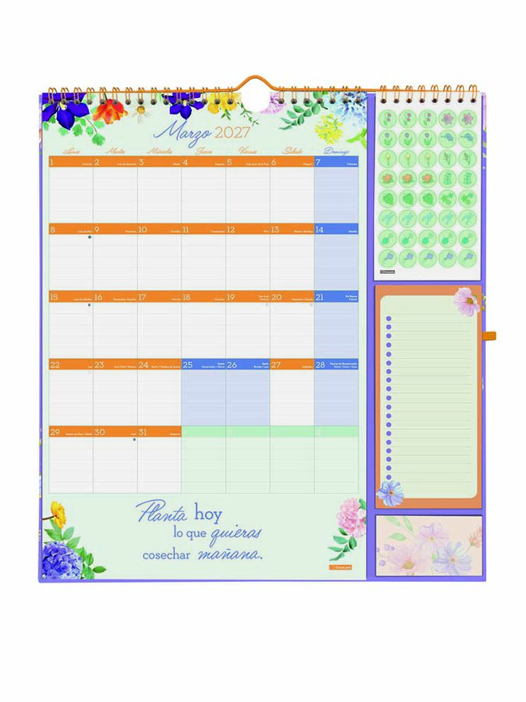 Calendario Pared Finocam 16M Plus Castellano 2026-27 Frases