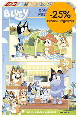Puzle 50 piezas x 2 Bluey de madera
