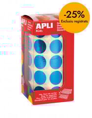 Rollo gomets adhesivos c&iacute;rculo azul metalizado