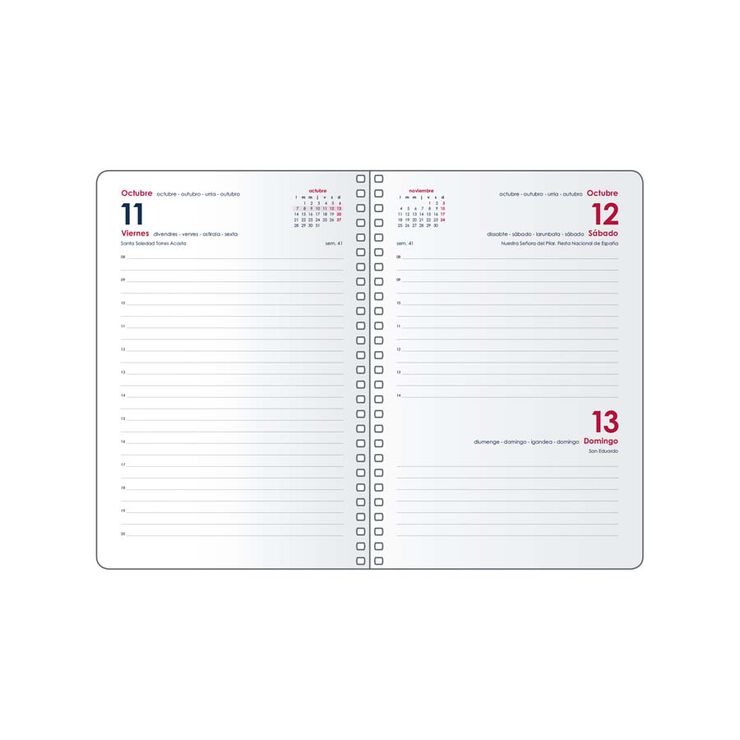 Agenda Gloss 12,5x18 dia/pàg castellà 2025 blau