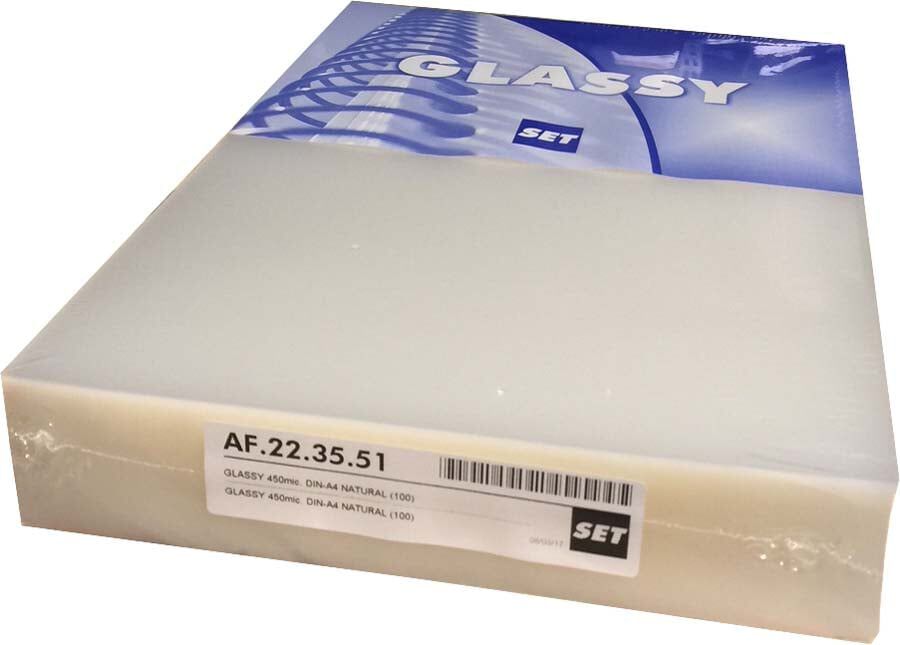 Tapes enquadernar PP transparent A4 450 micres 100u