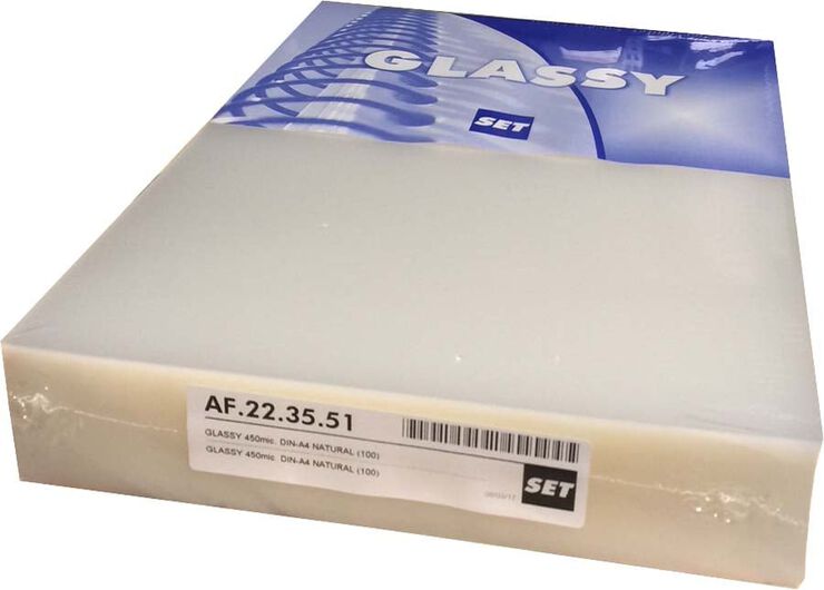 Tapes enquadernar PP transparent A4 450 micres 100u