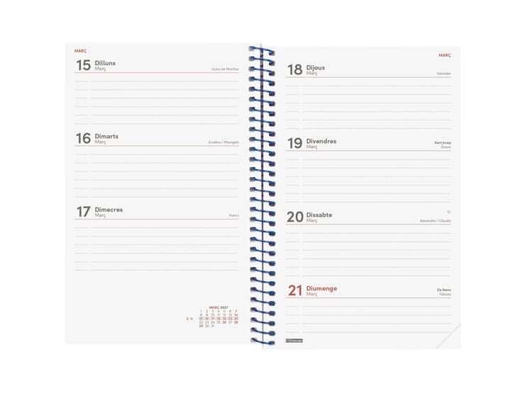 Agenda Finocam Year Setmana Vista Horitzontal 2027 Catal&agrave; Blau