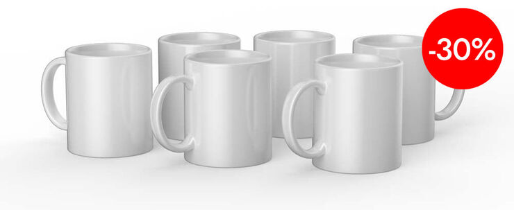 Tazas Mug Press 350 ml blanco 6u