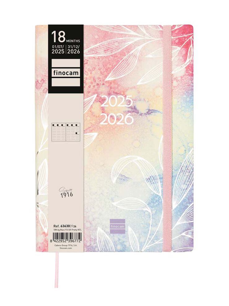 Agenda Finocam 18 meses Mara Y10 sem/vista vertical mult 2025-26 pretty