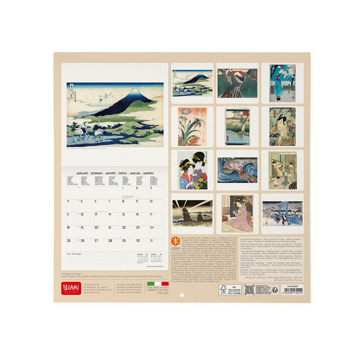 Calendario Legami 30x29 Pared Japan School Multiling&uuml;e 2027