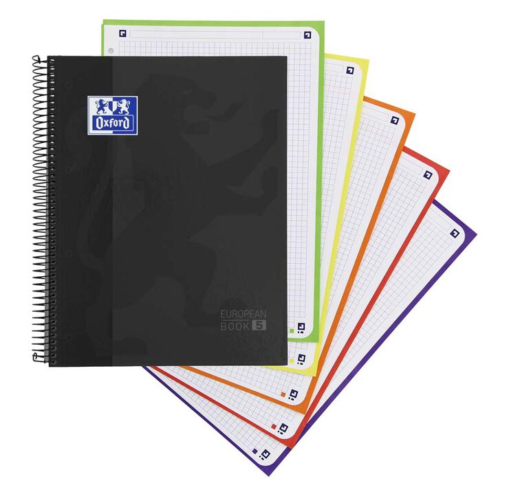 Notebook Oxford Europeanbook 5 A4+ 120 fulls 5x5 negre