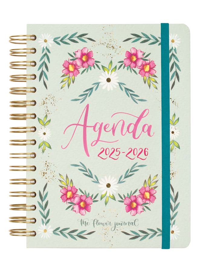 Agenda Finocam escolar The Flower Journal E10 d&iacute;a/p&aacute;g cas 2025-26 verde