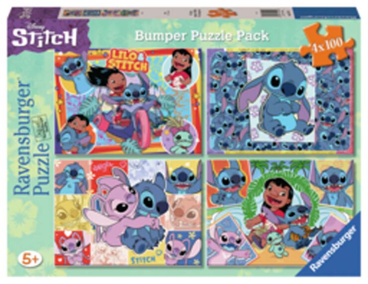 Puzle 4 x 100 piezas Stitch