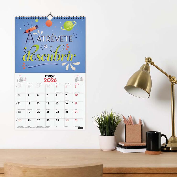 Calendario pared Finocam espiral 25x40 2026 Frases inspiradoras castellano