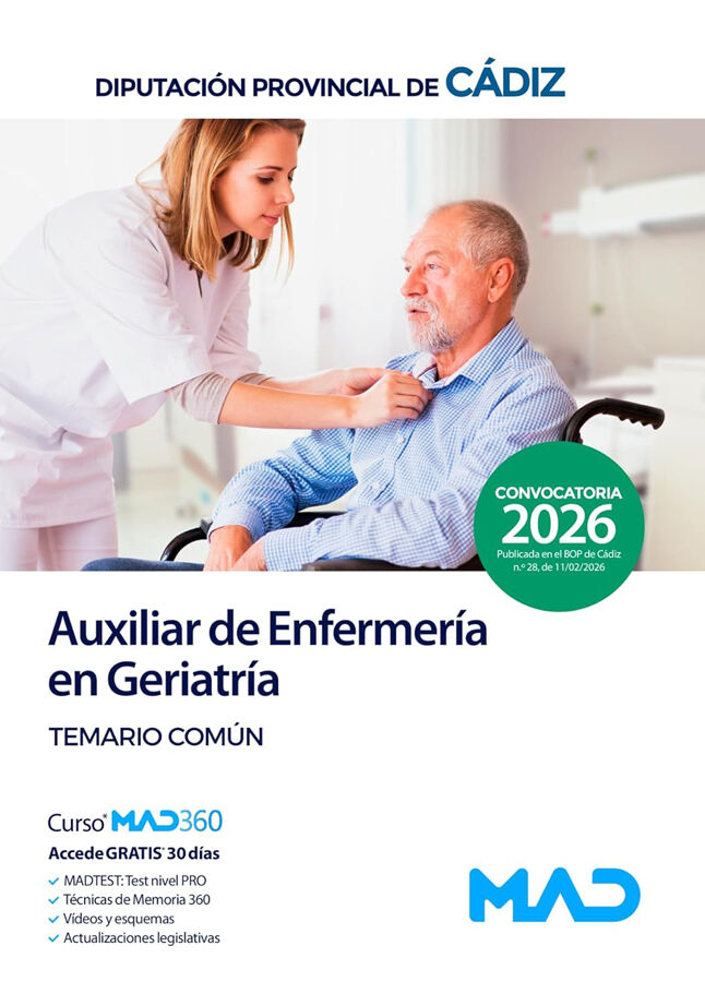 Auxiliar de Enfermer&iacute;a en Geriatr&iacute;a de la Diputaci&oacute;n Provincial de C&aacute;diz. Temario Materias Comunes