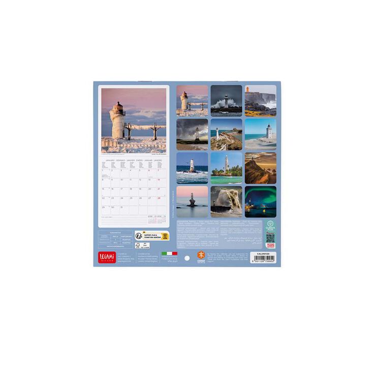 Calendario pared Legami 18X18 2024 Lighthouses