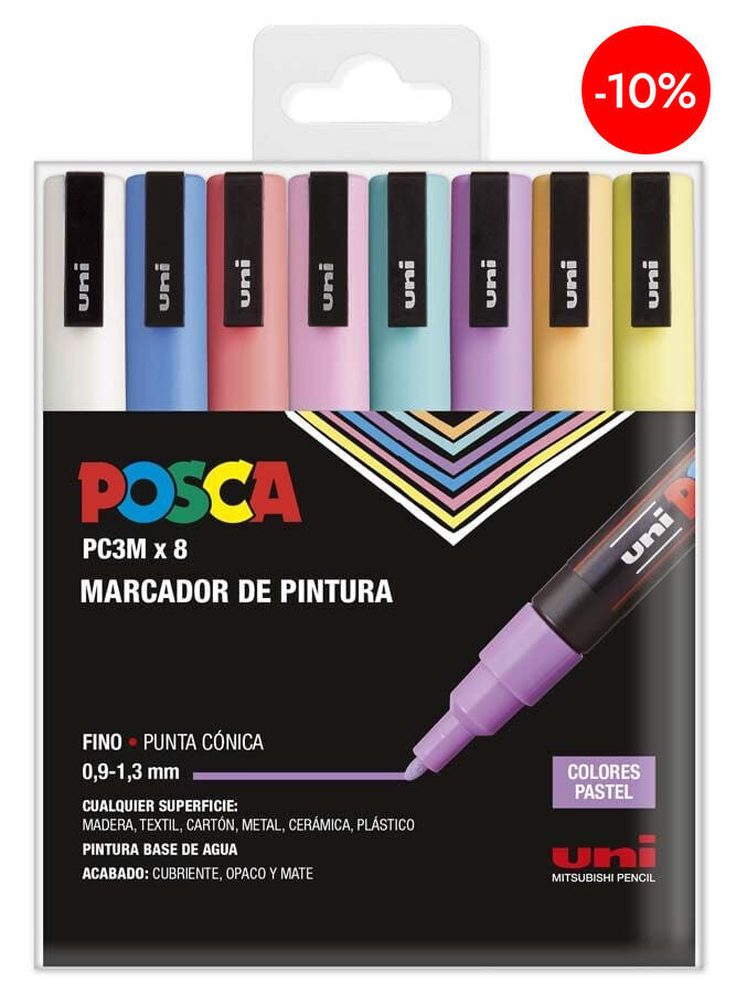 Retoladors Posca PC-3M 0,9-1,3mm pastel 8 colors