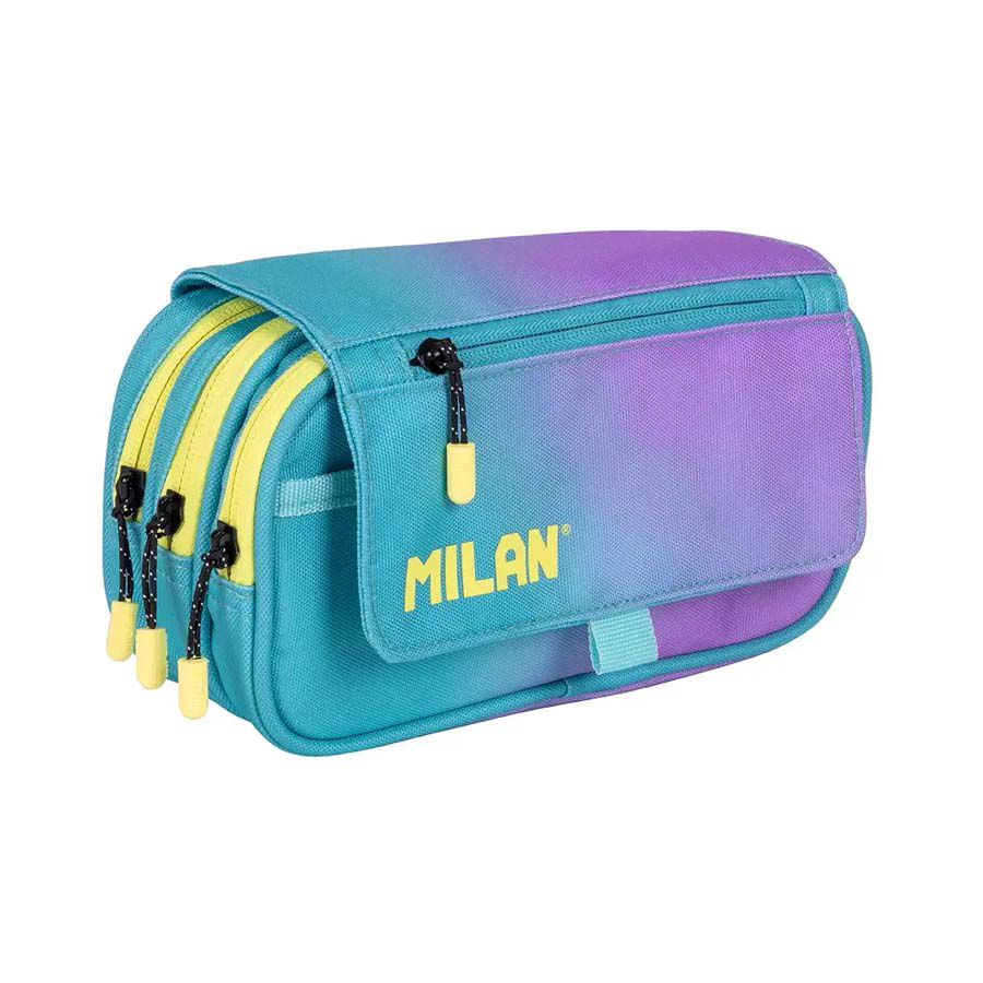 Estuche de 4 cremalleras Milan Sunset Turquesa