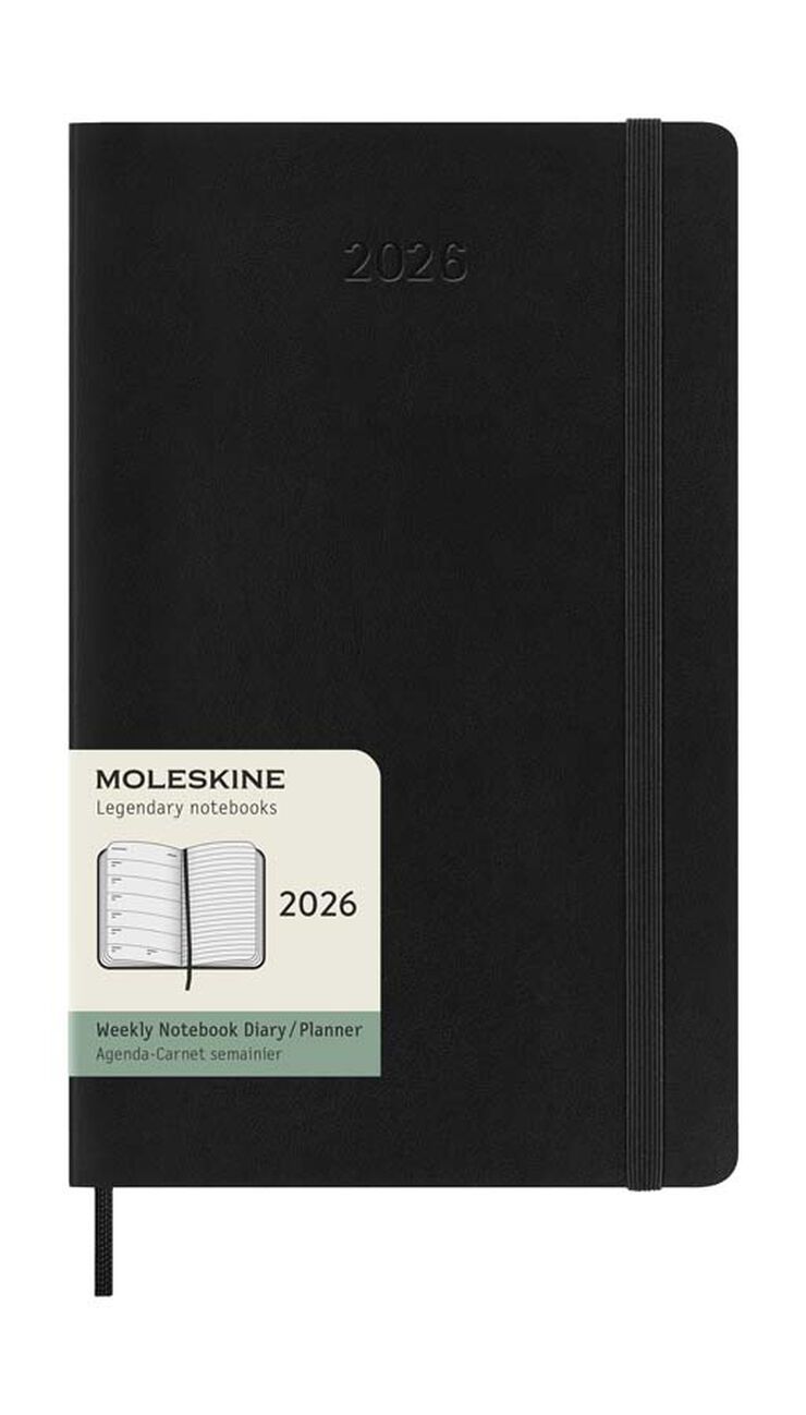 Agenda Moleskine 12 mesos setm/vista 2026 tapa tova L negre