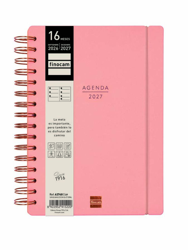 Agenda Finocam 16M Haiku E10 Sem/Vista Castellano 2026-27 Coral