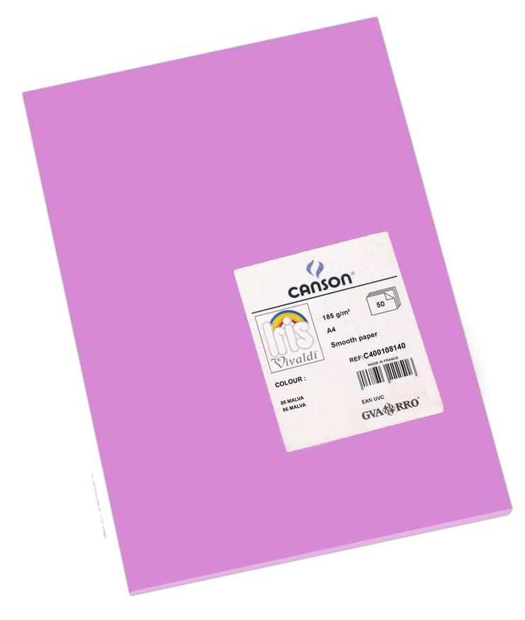 Cartolina Canson IRIS A4 185g Malva 50 fulles