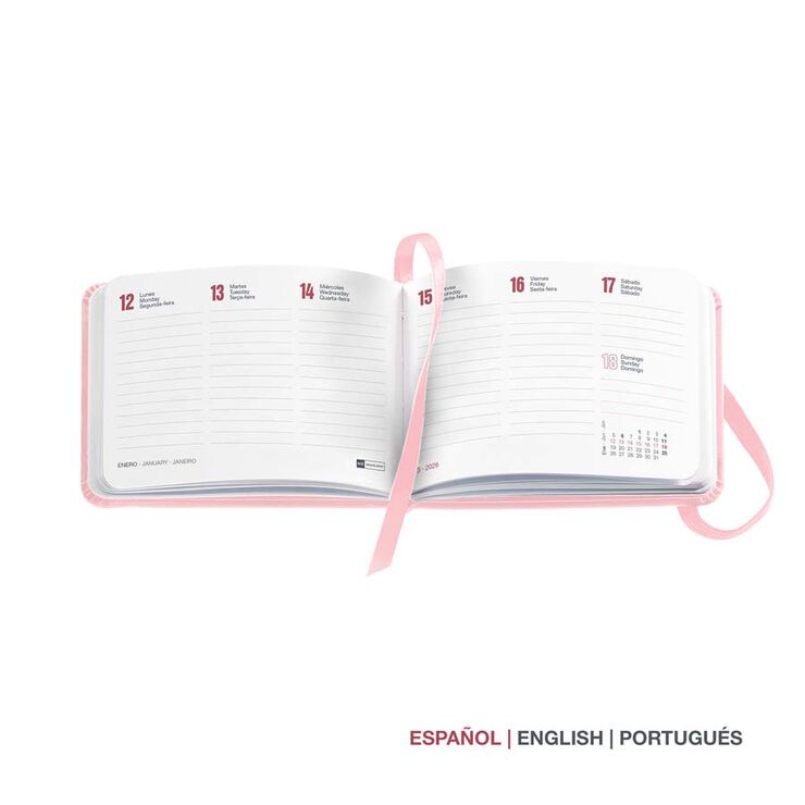 Agenda Miquelrius Pocket 10x7 sem/vista mult 2026 Chester rosa