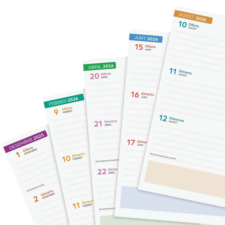 Agenda Finocam escolar Cosmo 1/4  día/pág cat 2025-26 iris