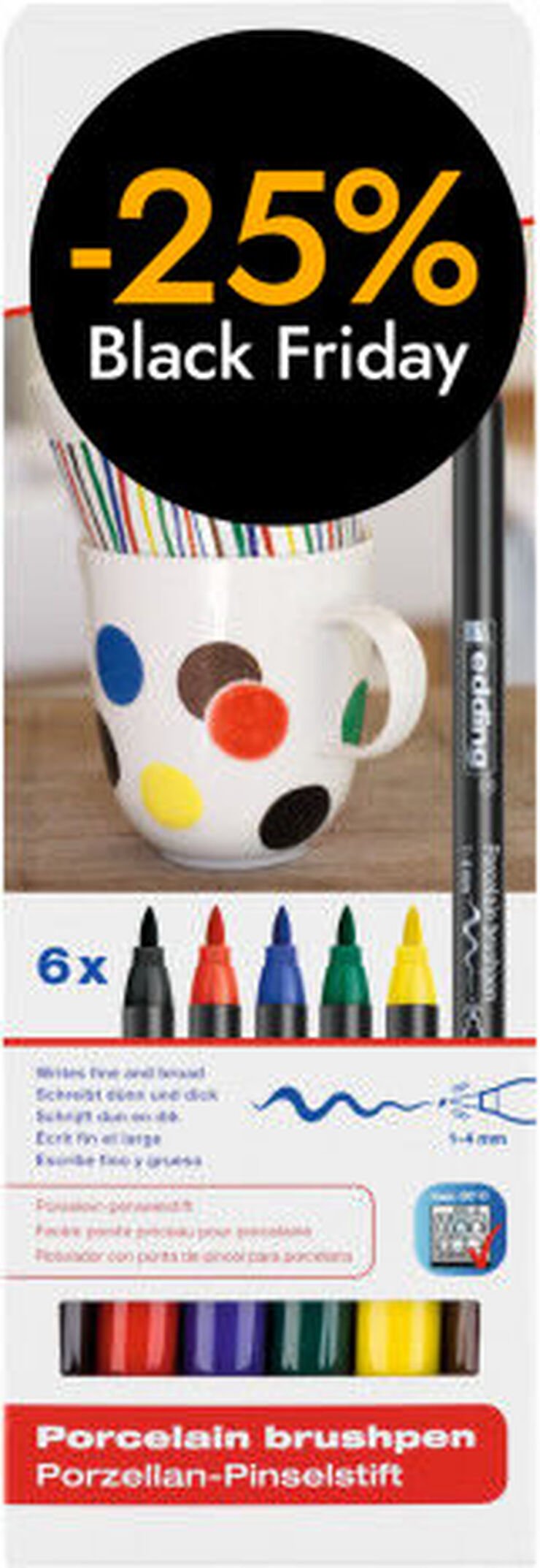 Retoladors pinzell porcellana Edding 4200A 6 colors