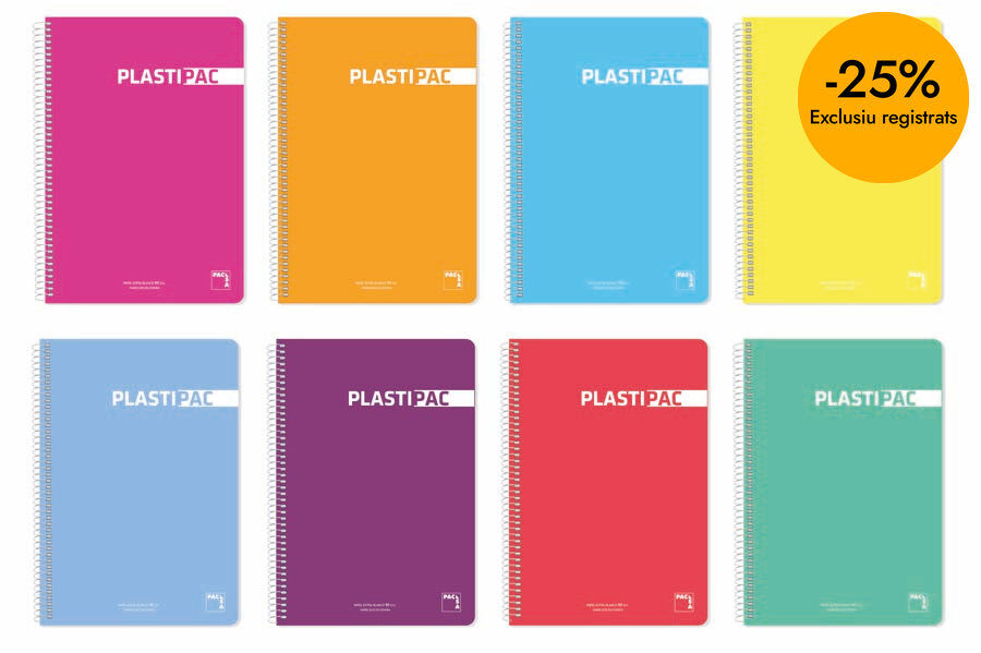 Libreta espiral Plastipac Folio 80 hojas 4x4 colores surtidos