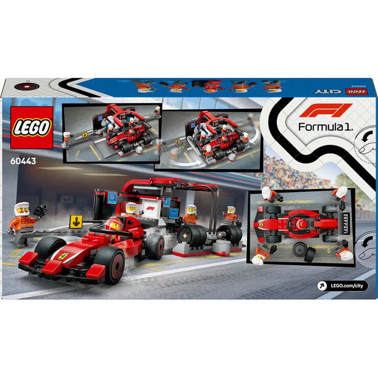 LEGO® LEGO City Parada en Boxes de F1® y Equipo de Mecánicos con Coche Ferrari 60443