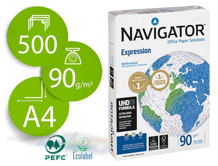 Papel Navigator A4 90 g, 500 hojas, caja 5 unidades