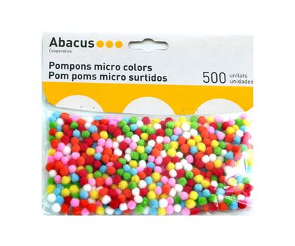 Pom poms micro surtidos Abacus 500 unidades