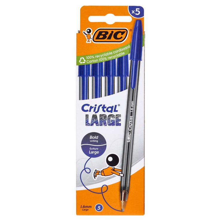 Bolígrafos Bic Large azul - Blister 5u