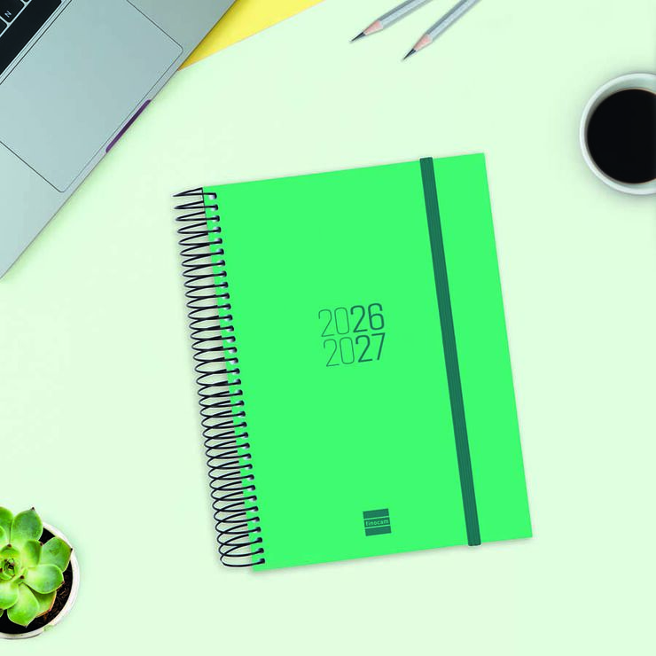 Agenda Escolar Finocam Esp.E10 D&iacute;a/P&aacute;gina Catal&aacute;n 2026-27 Verde