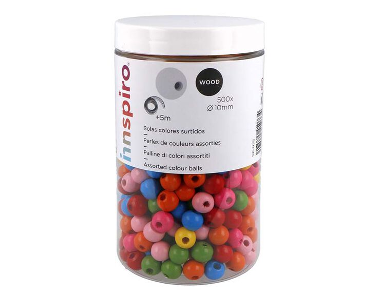 Abalorios madera multicolor Innspiro 500u + Hilo