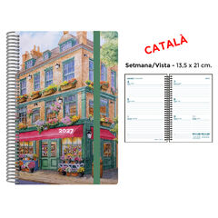 Agenda Espiral Finocam 13,5x21 cm Catal&aacute;n Semana Vista 2027 Florister&iacute;a