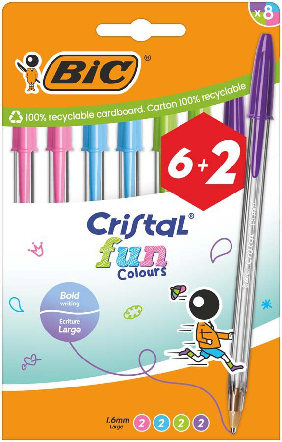 Bol&iacute;grafs Bic Fun Large - Blister 6+2u
