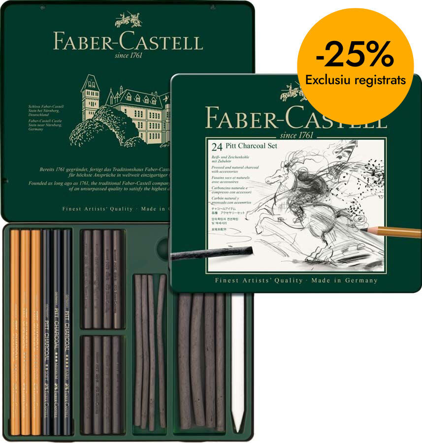 Carboncillo Faber-Castell Pitt carb&oacute;n 24u - estuche metal