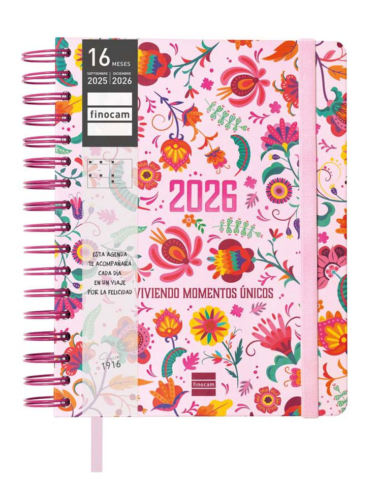 Agenda Finocam 16 meses Vitae 1/4 sem/vista cas 2025-26 rosa