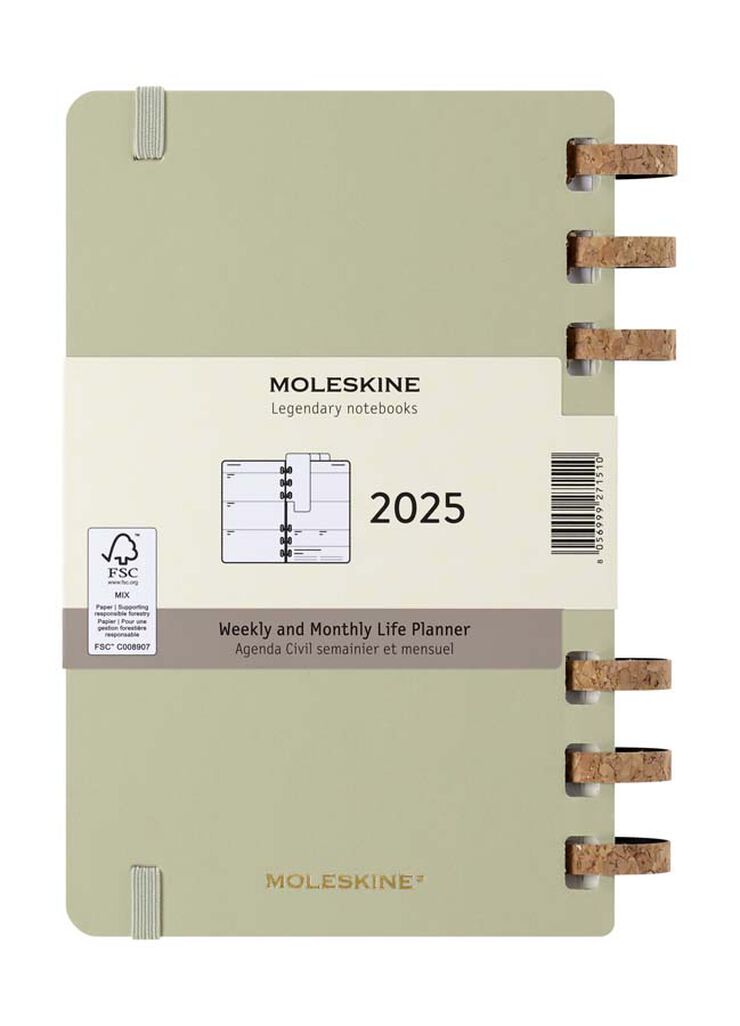 Agenda espiral Moleskine Life Planner 12m sem/vista 2025 L kiwi