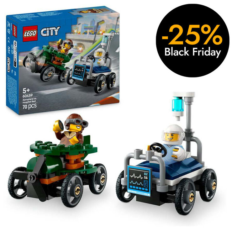 LEGO® LEGO City Pack de Cotxes de Carreres: Avió vs. Llit d’Hospital 60459