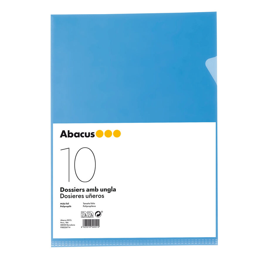 Dosier con u&ntilde;ero Abacus PP Folio azul 10u