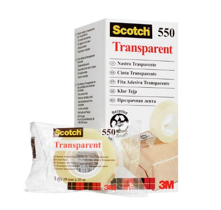 Cinta adhesiva sense tisores 3M Scotch 550 transparent 8u