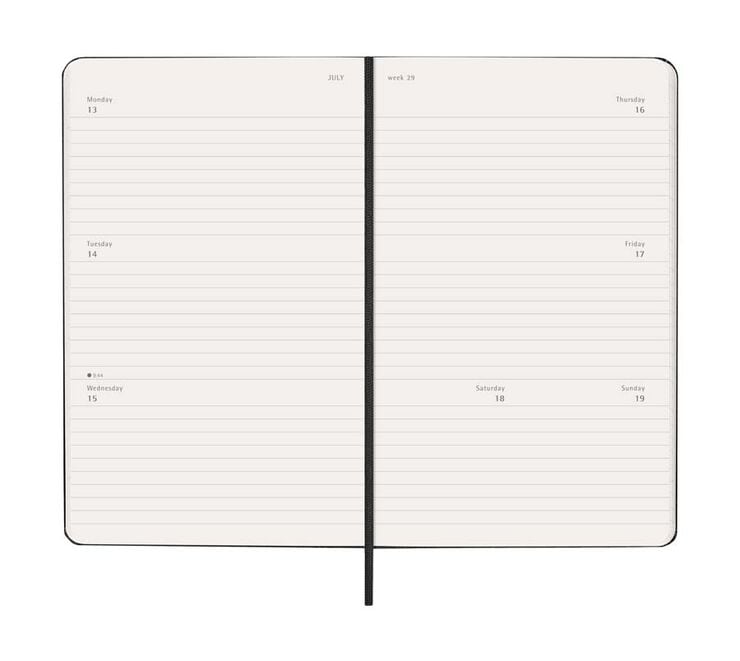 Agenda Moleskine 12 mesos setm/vista horitzontal 2026 tapa dura L negre