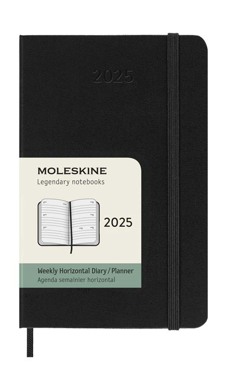 Agenda Moleskine 12m sem/vista 2025 horizontal Pocket negro