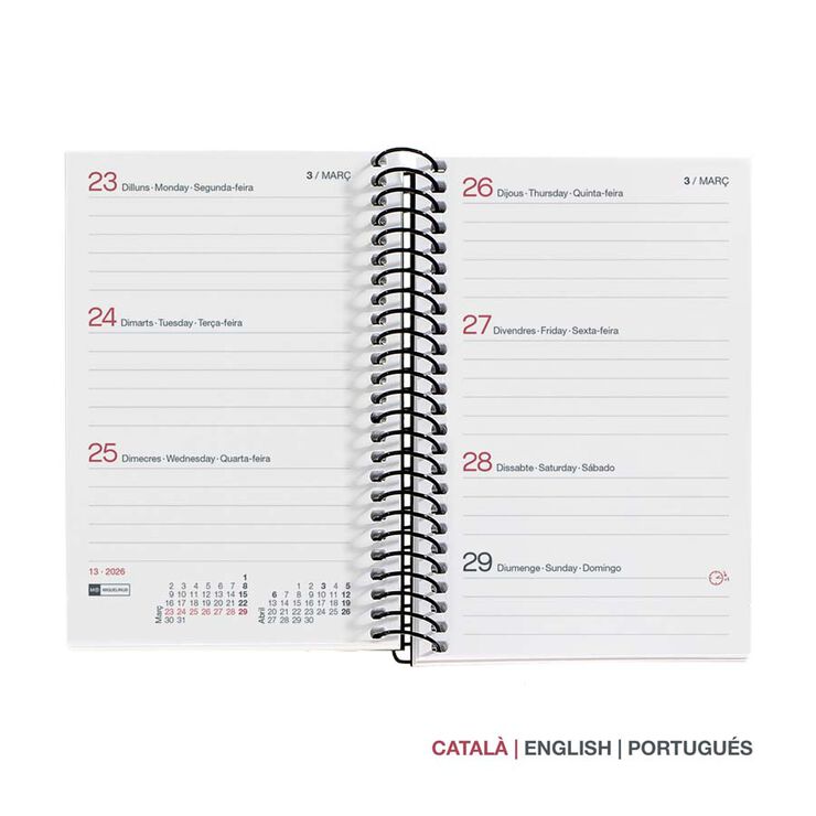 Agenda Espiral Miquelrius Caddy sem/vista catalán 2026 City rojo