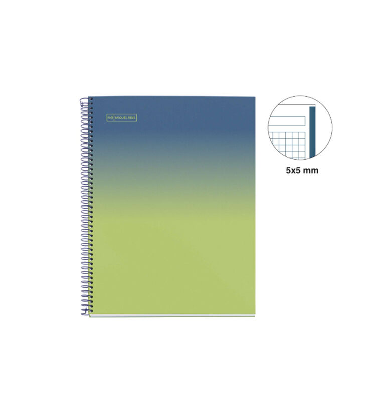 Notebook A4 Tapa Extra Dura 80 Hojas 5 &times; 5 Gradient Azul y Amarillo