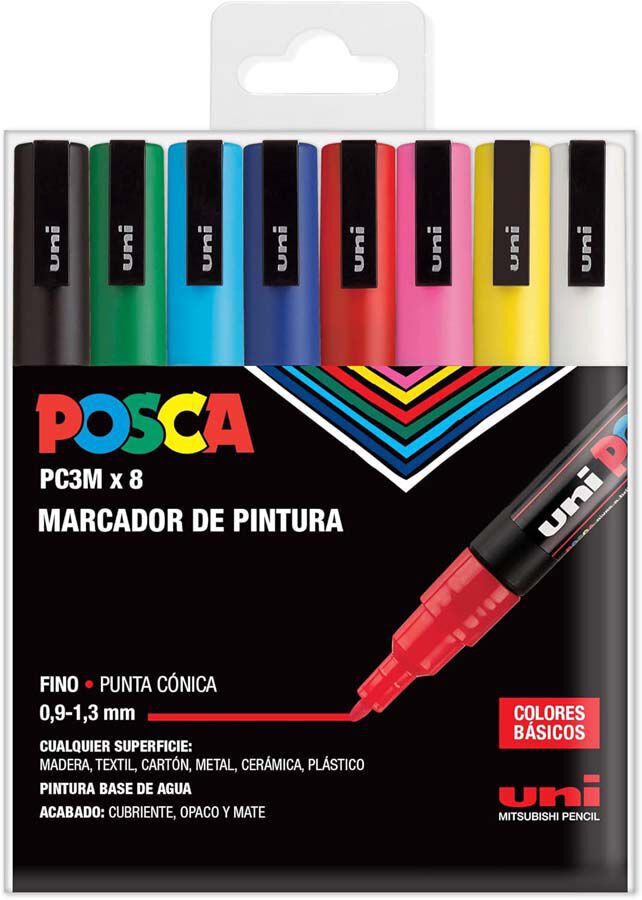 Rotuladores Posca PC-3M 0,9-1,3mm basic 8 colores