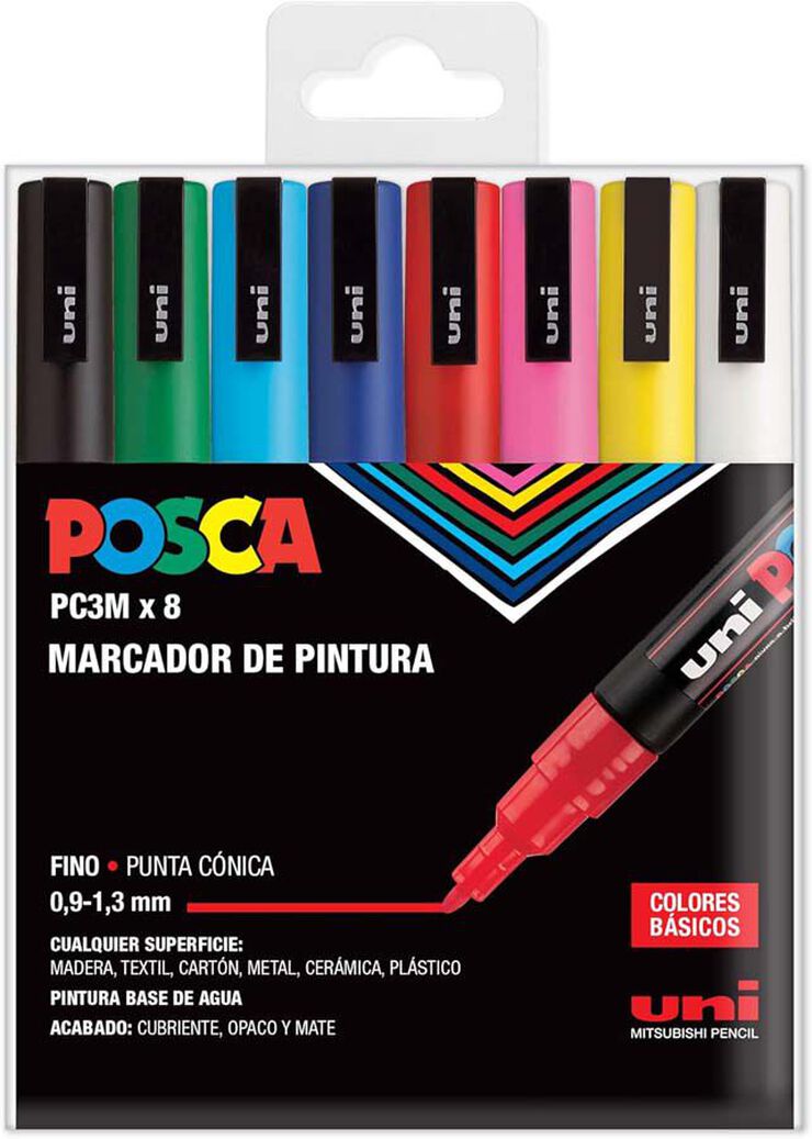 Rotuladores Posca PC-3M 0,9-1,3mm basic 8 colores